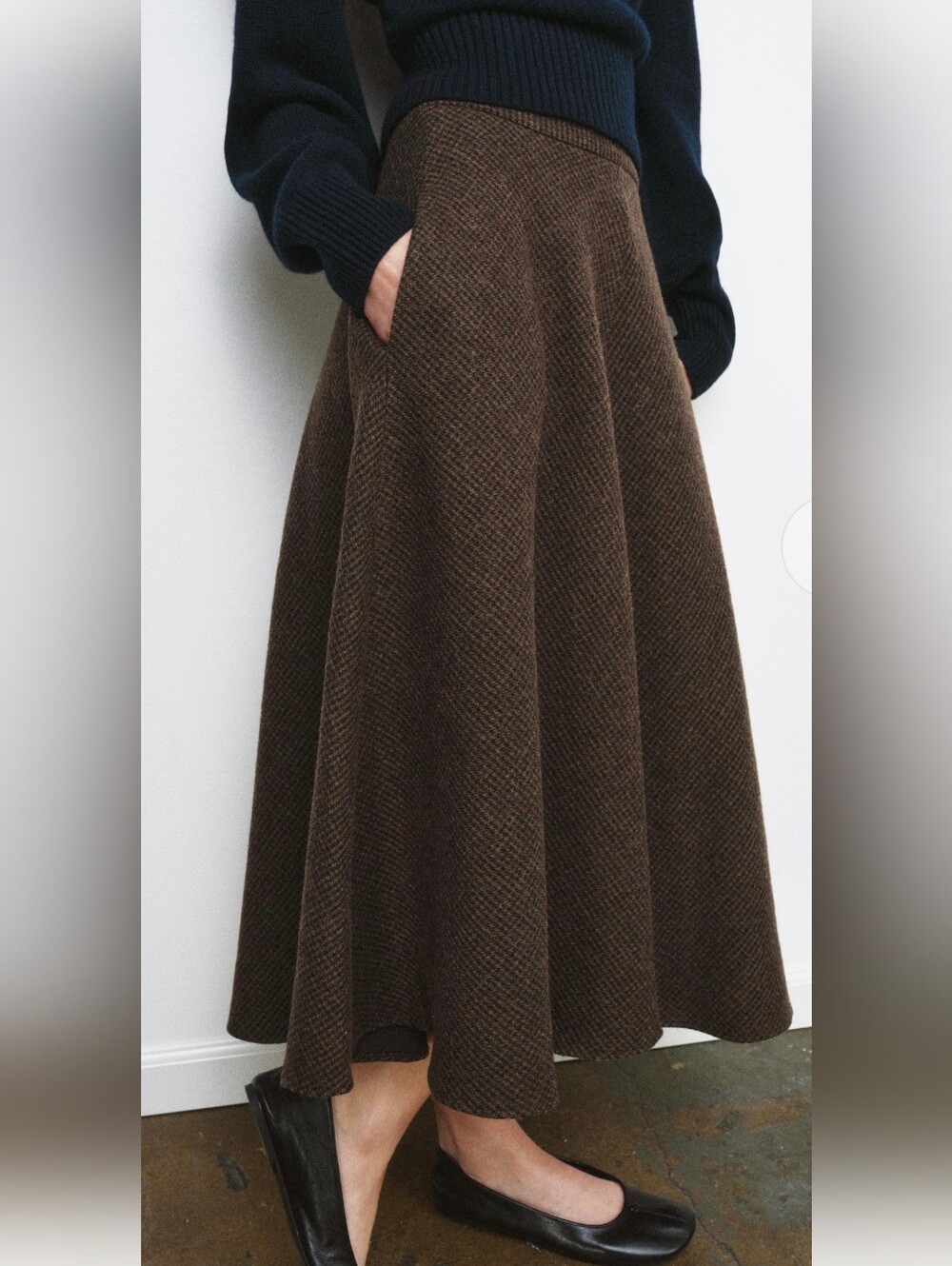 Zara WOOL BLEND CAPE SKIRT HOUNDSTOOTH (M) - Picture 3 of 7
